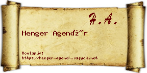 Henger Agenór névjegykártya